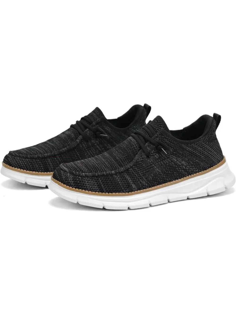 Men's Black Slip On Loafers Comfortable Boat Casual Walking Sneaker Shoes